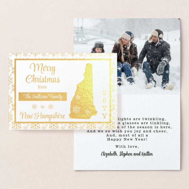 Merry Christmas from New Hampshire State | Photo Foil Card (Display)