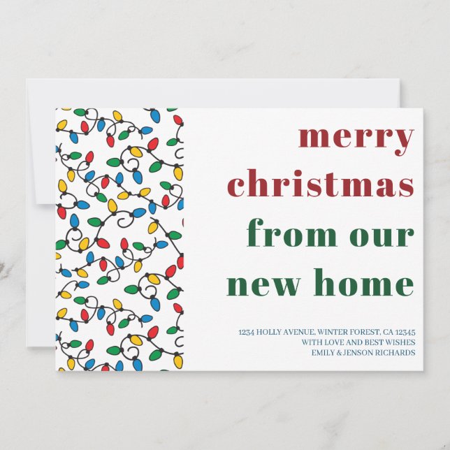 Merry Christmas from New Home String Lights Announcement (Front)
