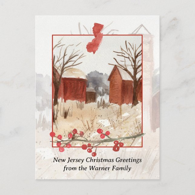 Merry Christmas from New Jersey Farm Personalised Holiday Postcard (Front)
