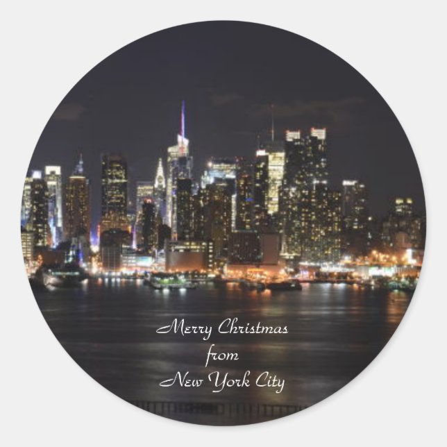Merry Christmas from New York City Classic Round Sticker (Front)