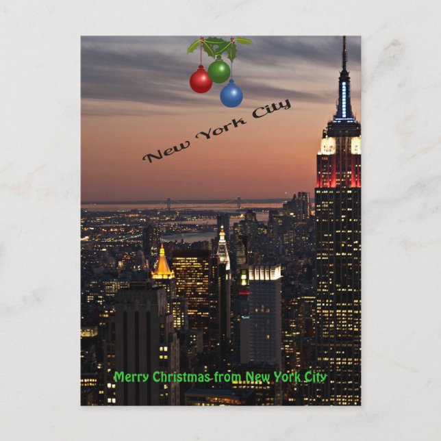 Merry Christmas from New York City Holiday Postcard (Front)