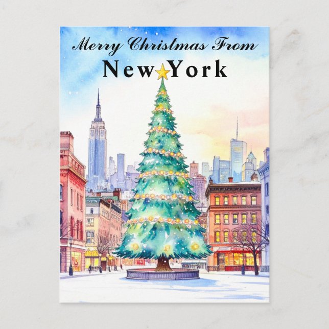 Merry Christmas from New York Holiday Tree Postcard (Front)
