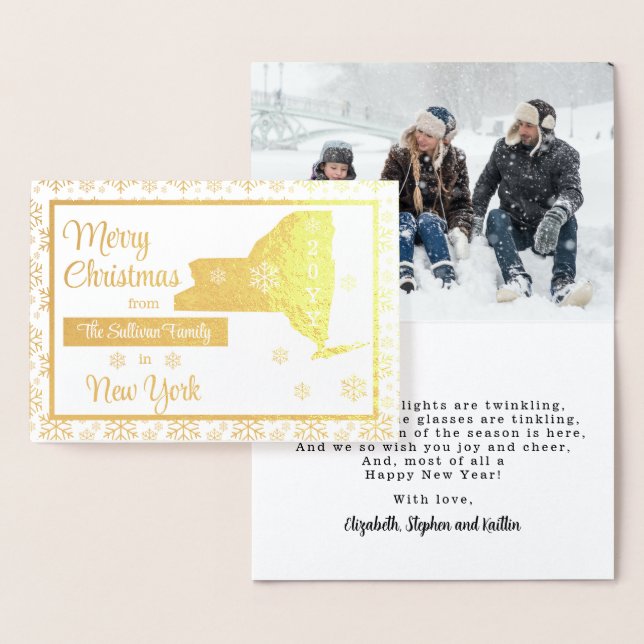 Merry Christmas from New York State | Photo  Foil Card (Display)