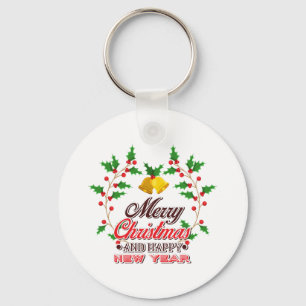 Merry Christmas from Our Family, Happy New Year Key Ring