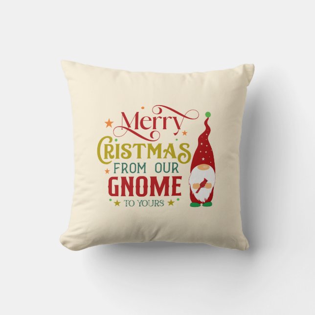 Merry Christmas From Our Gnome To Yours Cushion (Front)