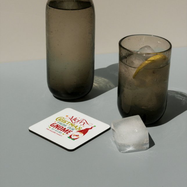 Merry Christmas From Our Gnome To Yours Square Paper Coaster (Creator Uploaded)
