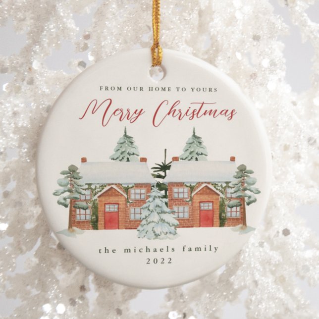 Merry Christmas from Our Home to Yours Ceramic Ornament (Creator Uploaded)