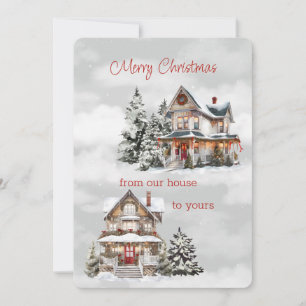 Merry Christmas From Our House to Yours Victorian Holiday Card