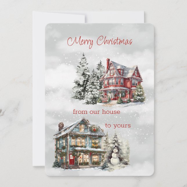 Merry Christmas From Our House to Yours Victorian Holiday Card (Front)