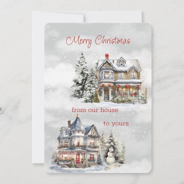 Merry Christmas From Our House to Yours Victorian Holiday Card (Front)