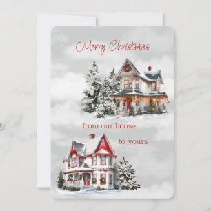 Merry Christmas From Our House to Yours Victorian Holiday Card