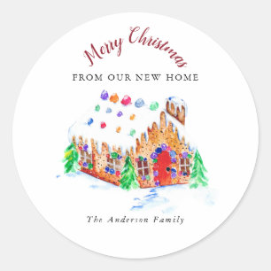 Merry Christmas from our New Home Moving Address  Classic Round Sticker