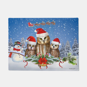 MERRY CHRISTMAS FROM OWL OF US! DOORMAT