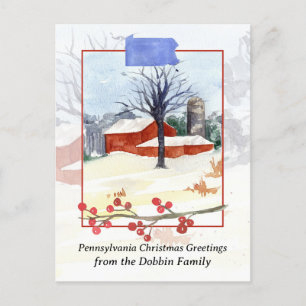 Merry Christmas from Pennsylvania Barn Personalise Holiday Postcard