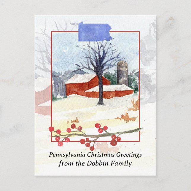 Merry Christmas from Pennsylvania Barn Personalise Holiday Postcard (Front)
