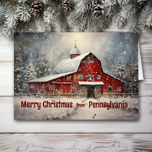 Merry Christmas from Pennsylvania Winter Barn Card