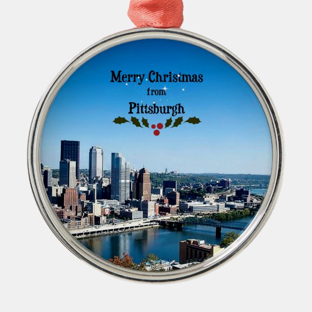 Merry Christmas from Pittsburgh Metal Ornament (Front)