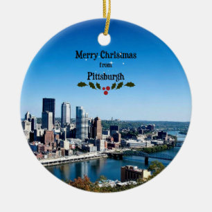 Merry Christmas from Pittsburgh, Pennsylvania Ceramic Ornament
