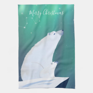 Merry Christmas From Polar-Bears Tea Towel