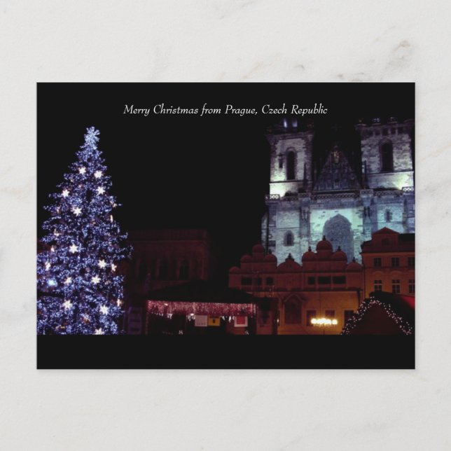 Merry Christmas from Prague, Czech Republic Holiday Postcard (Front)