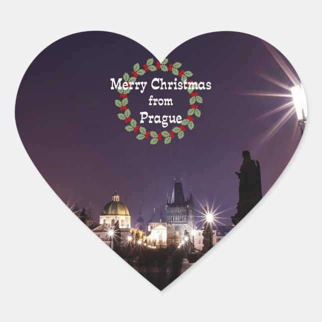 Merry Christmas from Prague Heart Sticker (Front)