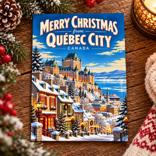 Merry Christmas from Québec City Canada Vintage Postcard