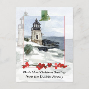Merry Christmas from Rhode Island Personalised Holiday Postcard