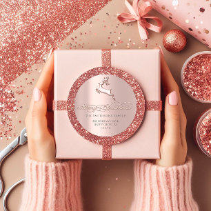 Merry Christmas From  RSVP Rose Deer Pink Classic Round Sticker