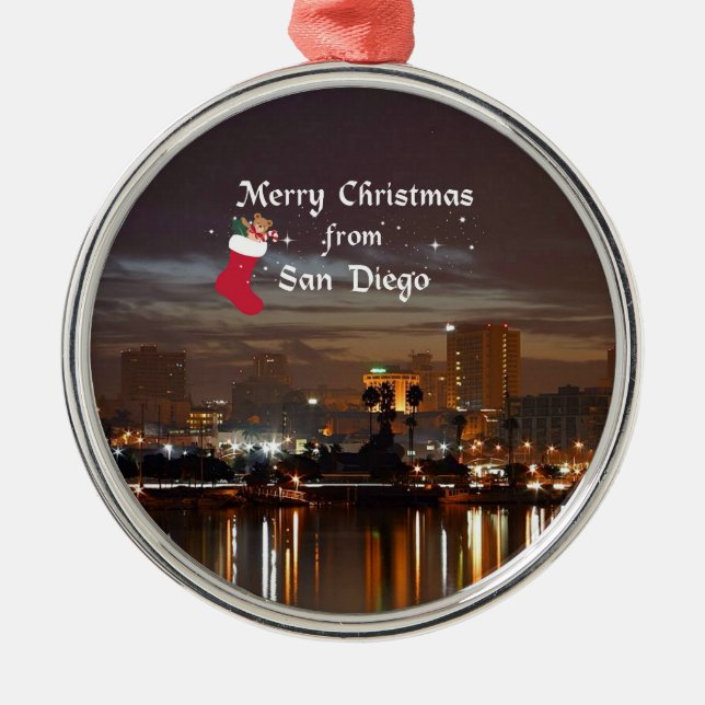 Merry Christmas from San Diego Metal Ornament (Front)