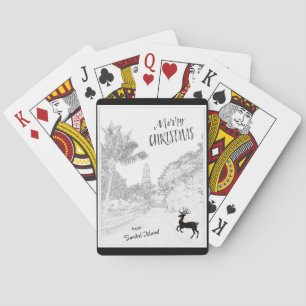 Merry Christmas from Sanibel Island Lighthouse FL Playing Cards