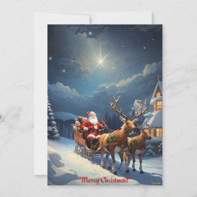 Merry Christmas from Santa and His Reindeers:  Holiday Card (Front)