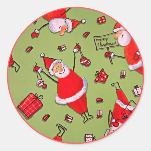 Merry Christmas from Santa Claus Classic Round Sticker (Front)