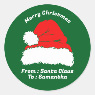 Merry Christmas From Santa Claus Green Gift Classic Round Sticker