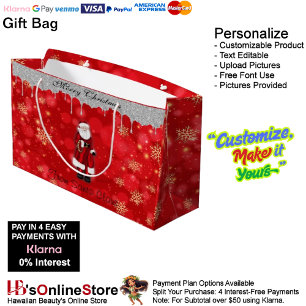 Merry Christmas From Santa Claus Holiday Charm Large Gift Bag