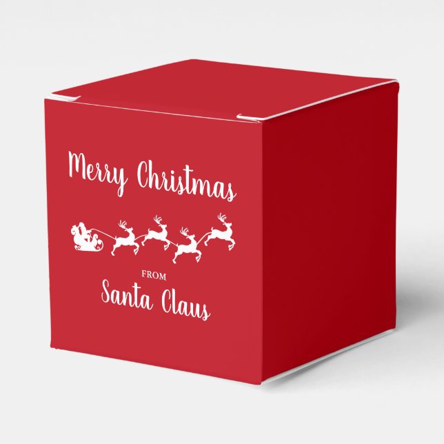 Merry Christmas From Santa Claus Square Red Favour Box (Front Side)