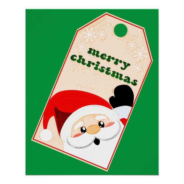 Merry Christmas From Santa Gift Tag Poster (Front)
