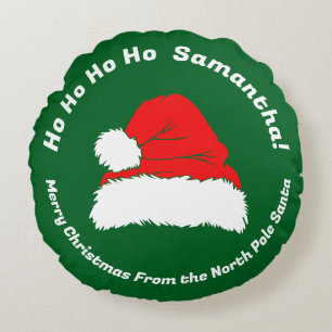 Merry Christmas from Santa Message Round Cushion