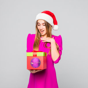 Merry Christmas From Santa Reindeer Sleight Pink Classic Round Sticker