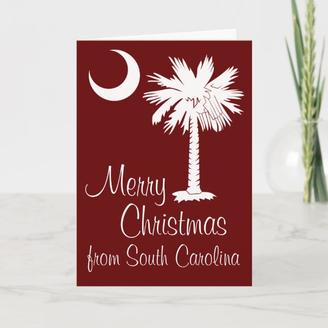 Merry Christmas from SC Garnet Palmetto Moon Card (Front)