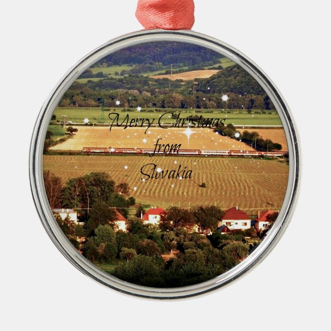 Merry Christmas from Slovakia Metal Ornament (Front)