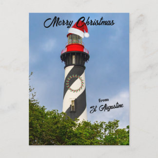 Merry Christmas from St Augustine FL Lighthouse Holiday Postcard