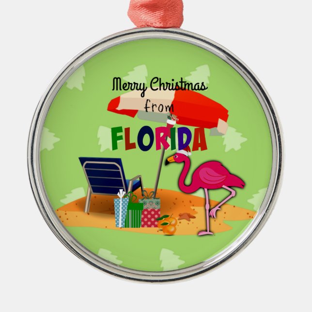 Merry Christmas from Sunny Florida Metal Ornament (Front)