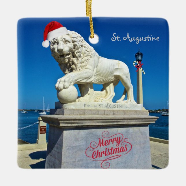 Merry Christmas from Sunny St. Augustine Florida Ceramic Ornament (Front)