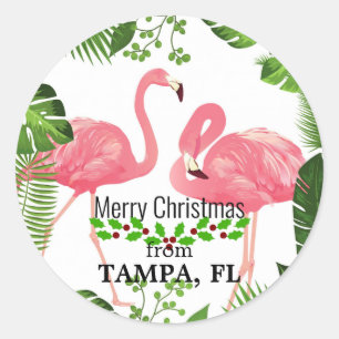 Merry Christmas from Tampa, FL Classic Round Sticker