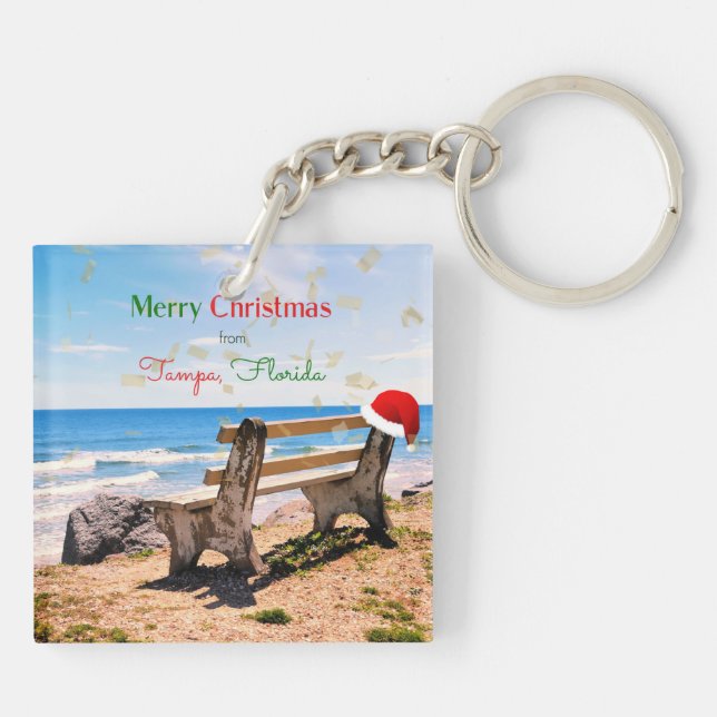 Merry Christmas from Tampa, Florida Key Ring (Back)