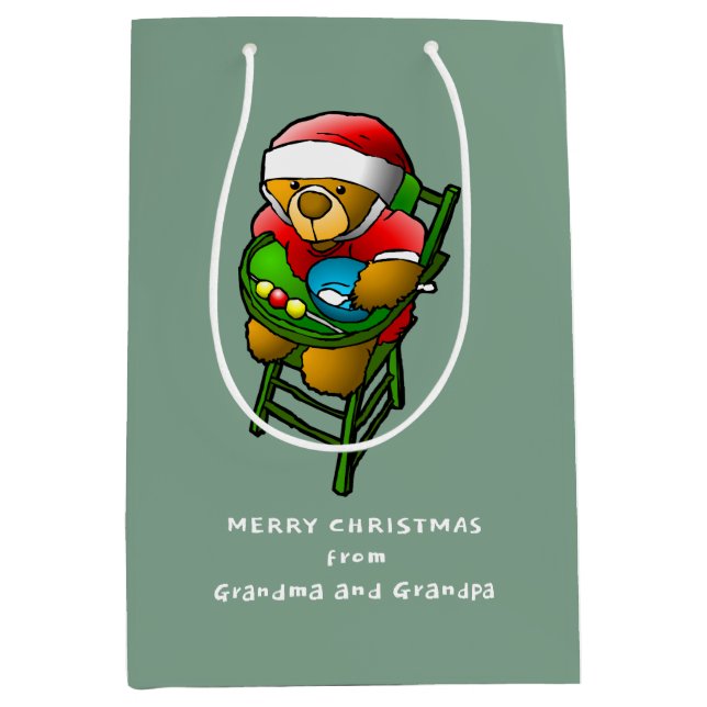 Merry Christmas from Teddy Bear Medium Gift Bag (Front)