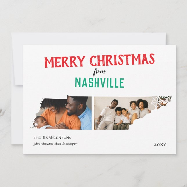 Merry Christmas from Tennessee Two Photo Card (Front)