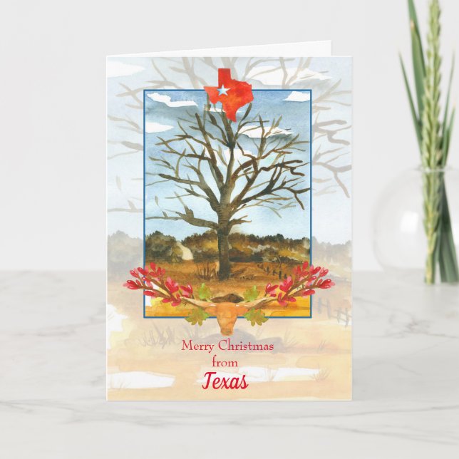 Merry Christmas from Texas Longhorn Card (Front)