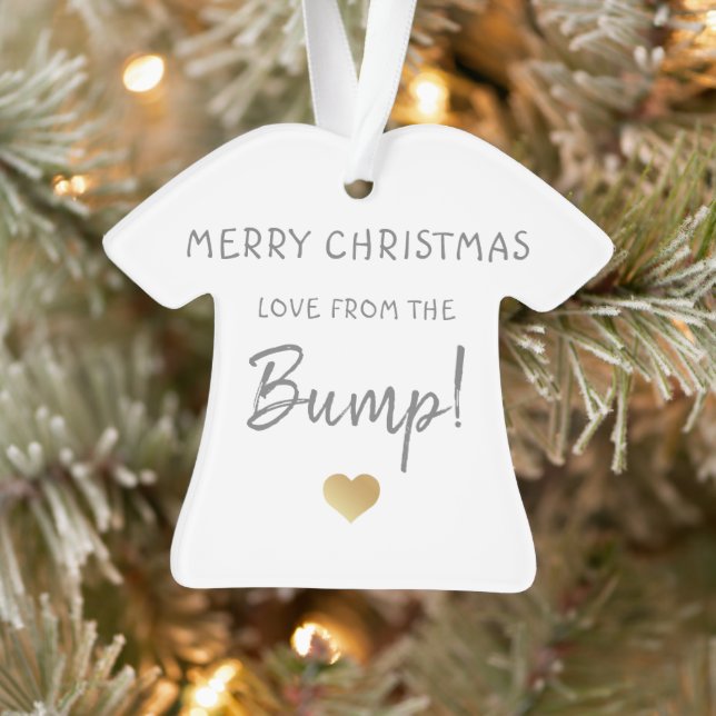 merry Christmas from the baby bump gold heart Ornament (Tree)