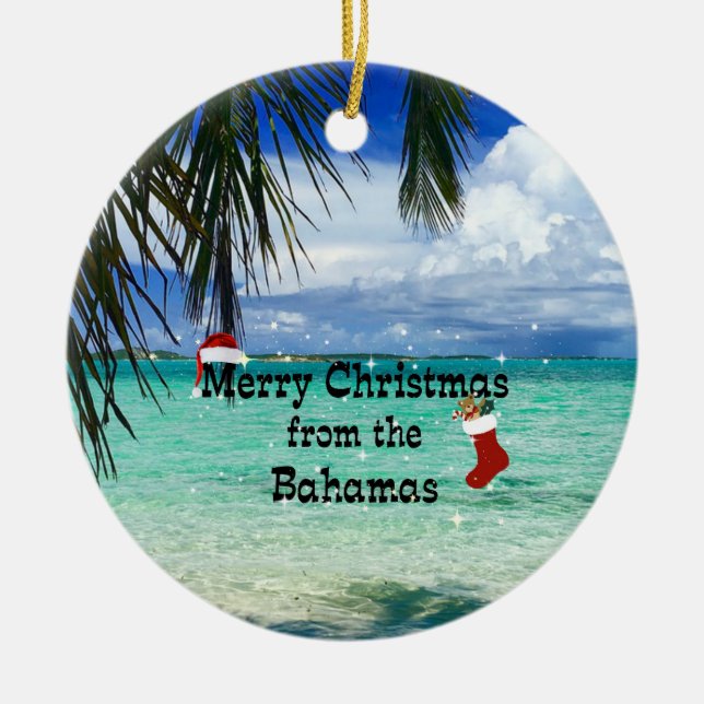 Merry Christmas from the Bahamas Ceramic Ornament (Front)